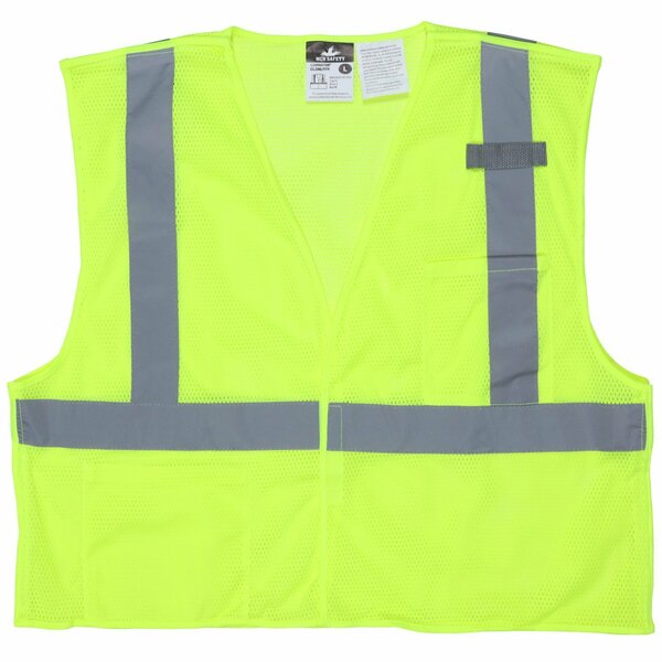 Mcr Safety Garments, Class 2, Lime Poly Vest, LF, X4 CL2MLPFRX4